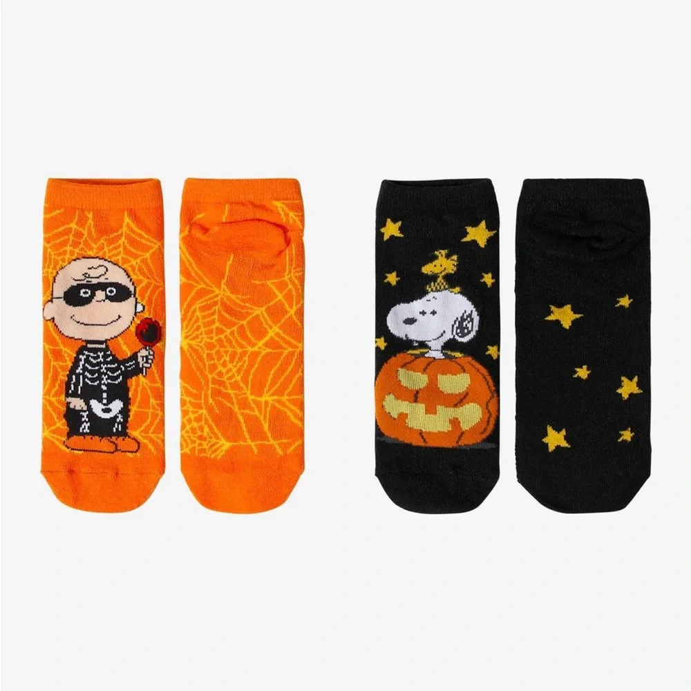 Peanuts Snoopy & Charlie Brown Halloween No Show Socks‎ 2 Pairs Hot Topic